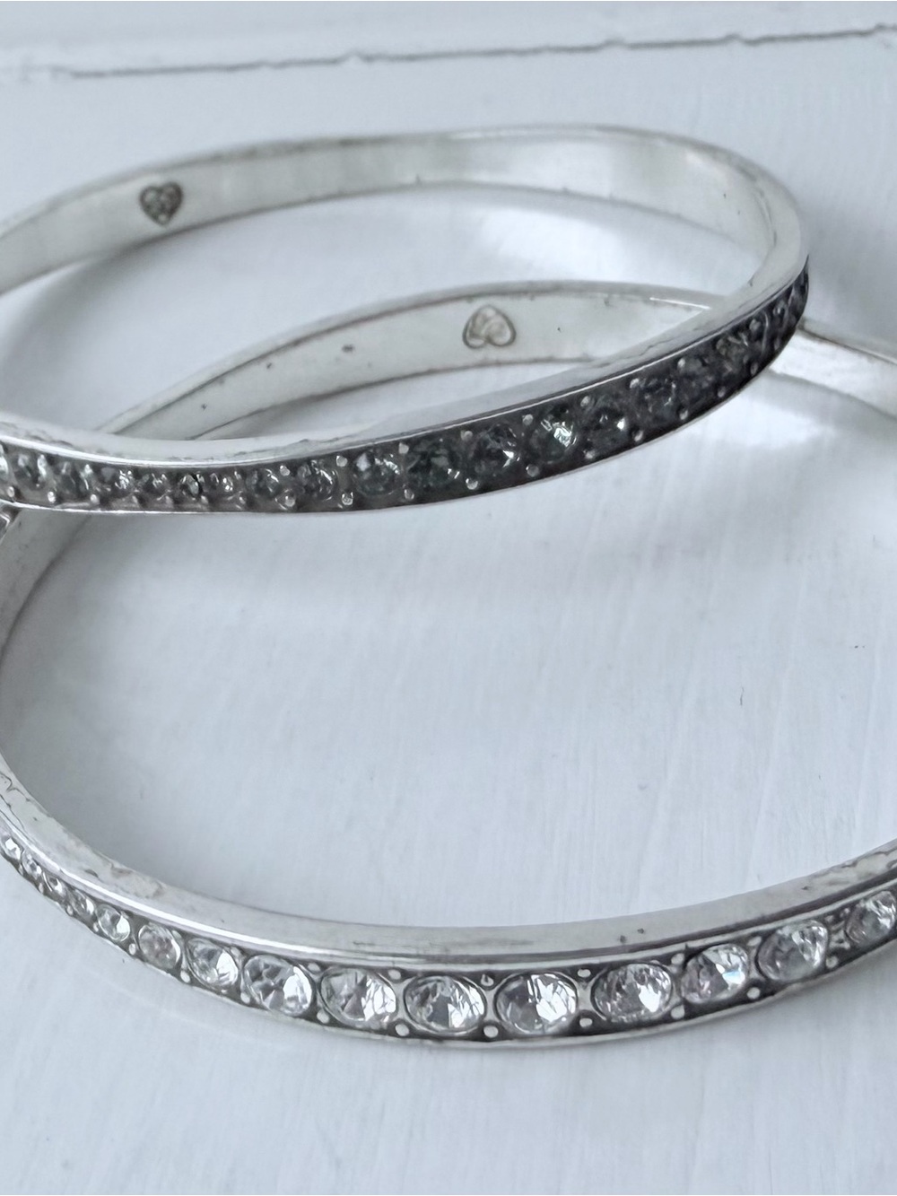 Brighton Silver Crystal Bangle Bracelets - Clear and Grey
